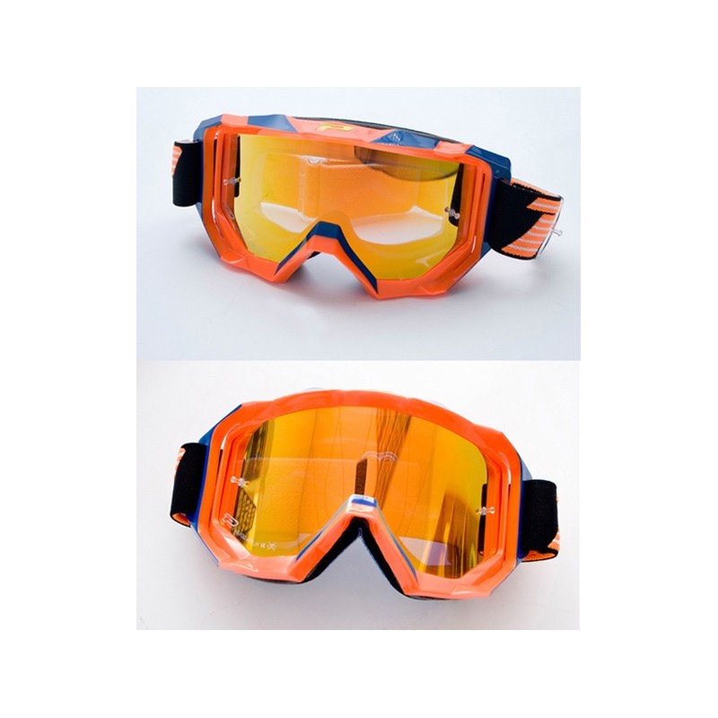 Progrip Gogle Pg3200 Fl Venom Kolor PomarańCzowo Niebieski (Szyba Pg3249 Pomarańczowa Lustrzana Antiscratch, No Fog, Anti Uv)