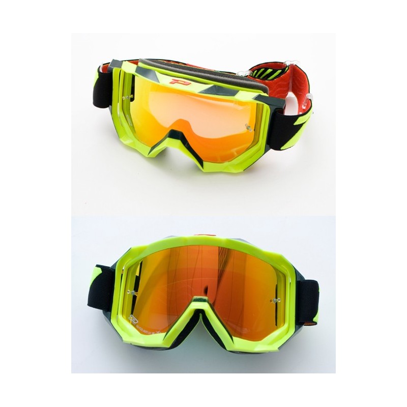 Progrip Gogle Pg3200 Fl Venom Kolor Żółty Fluo Czarny (Szyba Pg3248 Czerwona Lustrzana Antiscratch, No Fog, Anti Uv)