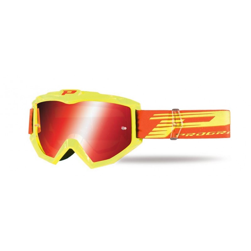 Progrip Gogle Pg3201 Fl Atzaki Kolor Żołty Fluo (Szyba Pg3248 Czerwona Lustrzana Antiscratch, No Fog, Anti Uv)