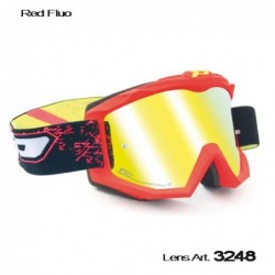 Progrip Gogle Pg3204 Shiny Side Kolor Czerwony Fluo (Szyba Pg3247 Żółta Lustrzana Antiscratch, No Fog, Anti Uv)