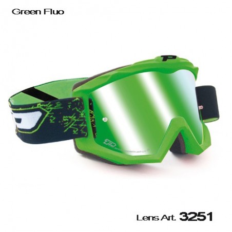 Progrip Gogle Pg3204 Shiny Side Kolor Zielony Fluo (Szyba Pg3251 Zielona Lustrzana Antiscratch, No Fog, Anti Uv)