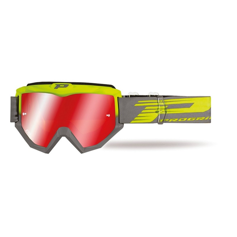 Progrip Gogle Pg3201 Fl Atzaki Kolor Żołty Fluo Szary (Szyba Czerwona Lustrzana Antiscratch, No Fog, Anti Uv) (3201-347 Fl)