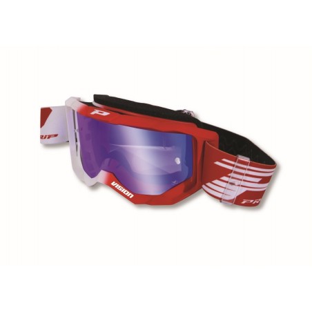 Progrip Gogle Pg3300-127 Fl Vision Kolor Biały Czerwony (Szyba Pg3346 Niebieska Lustrzana Antiscratch, No Fog, Anti Uv)