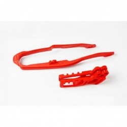 Ufo Komplet Ślizg + Prowadnica ŁańCucha Honda Cr 125/250, Crf 250R/X, 450R/X '05-06, Kolor Czerwony
