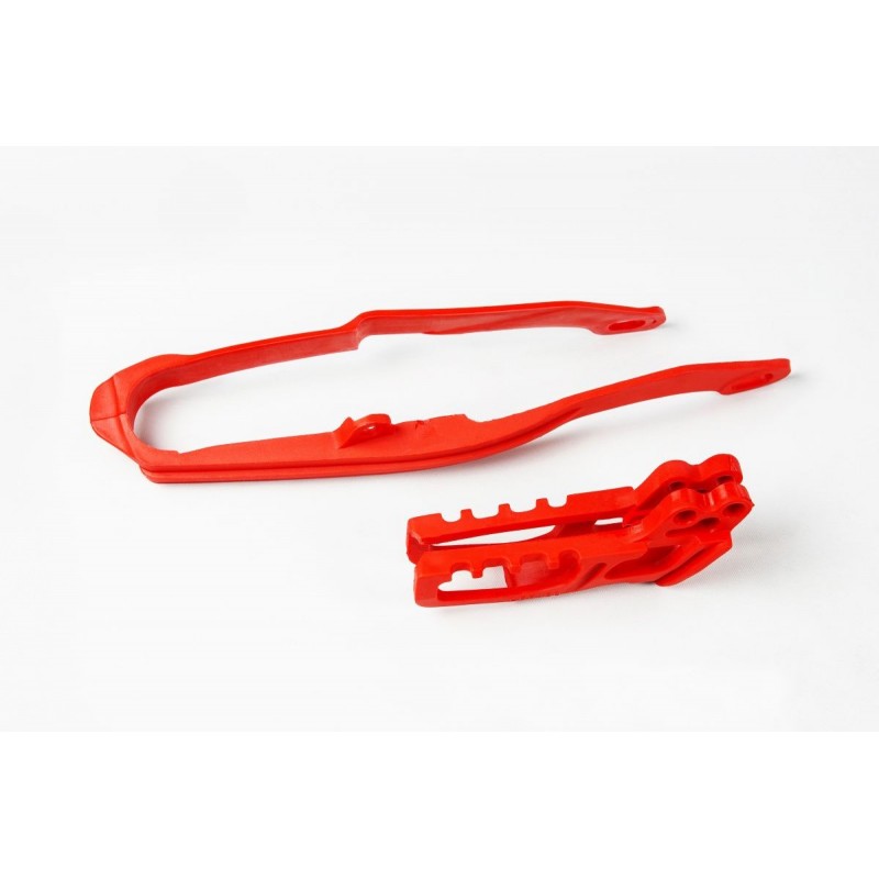 Ufo Komplet Ślizg + Prowadnica ŁańCucha Honda Cr 125/250, Crf 250R/X, 450R/X '05-06, Kolor Czerwony