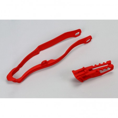 Ufo Komplet Ślizg + Prowadnica ŁańCucha Honda Crf 250R '14-17, Crf 450R '13-16, Kolor Czerwony