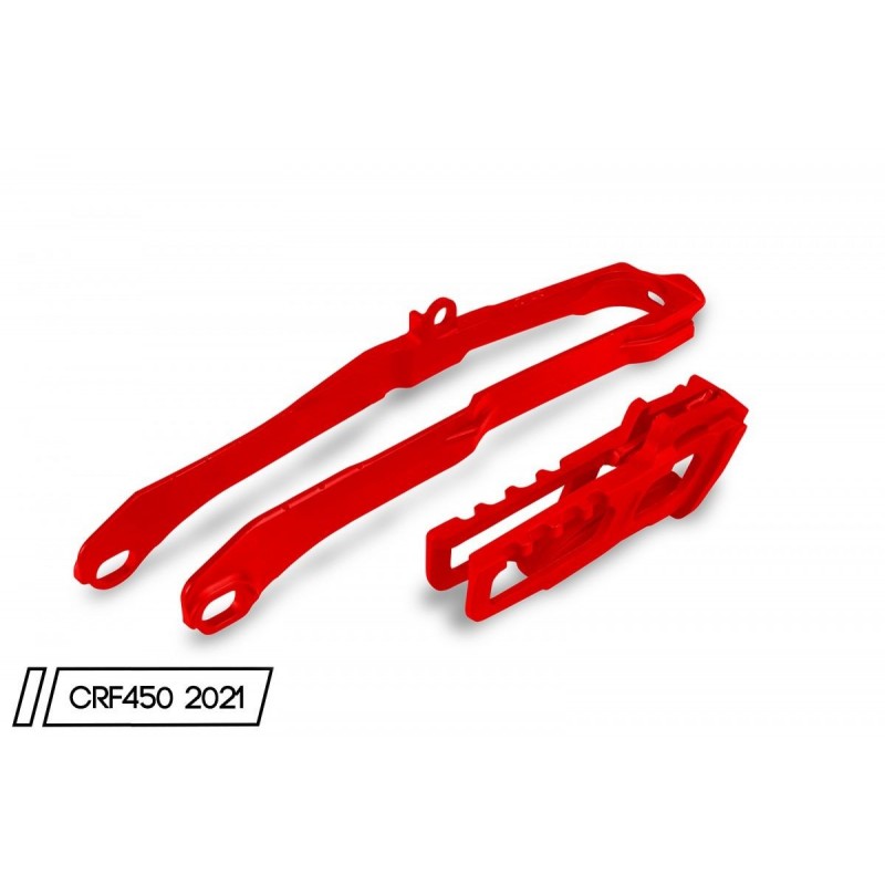 Ufo Komplet Ślizg + Prowadnica ŁańCucha Honda Crf 450R/Rx '21, Kolor Czerwony