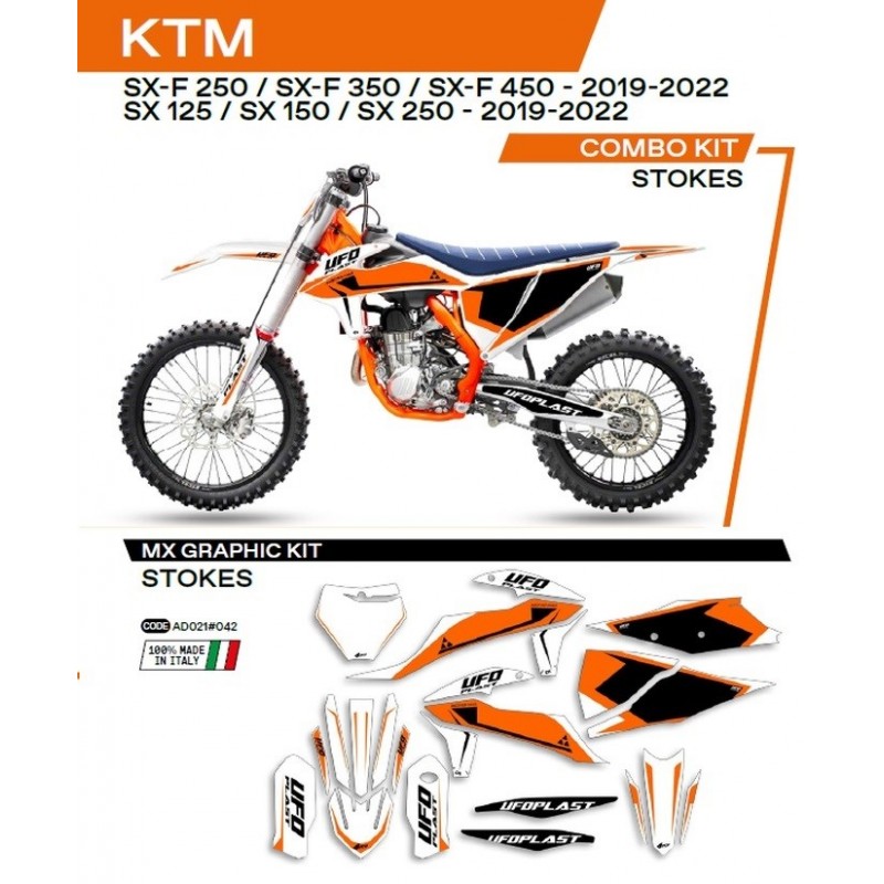 Ufo 2022/06 Komplet Naklejek (Oklein) Ktm Sx/Sxf 125/150/250/350/450 '19-'22 Stokes Kolor Biały
