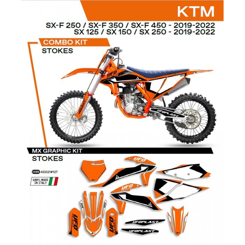 Ufo 2022/06 Komplet Naklejek (Oklein) Ktm Sx/Sxf 125/150/250/350/450 '19-'22 Stokes Kolor Pomarańczowy