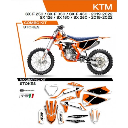 Ufo 2022/06 Komplet Naklejek (Oklein) Ktm Sx/Sxf 125/150/250/350/450 '19-'22 Stokes Kolor Oem (Pomarańczowy/Czarny/Biały)