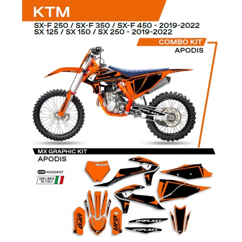 Ufo 2022/06 Komplet Naklejek (Oklein) Ktm Sx/Sxf 125/150/250/350/450 '19-'22 Apodis Kolor Pomarańczowy