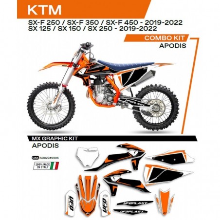 Ufo 2022/06 Komplet Naklejek (Oklein) Ktm Sx/Sxf 125/150/250/350/450 '19-'22 Apodis Kolor Oem (Pomarańczowy/Biały/Czarny)