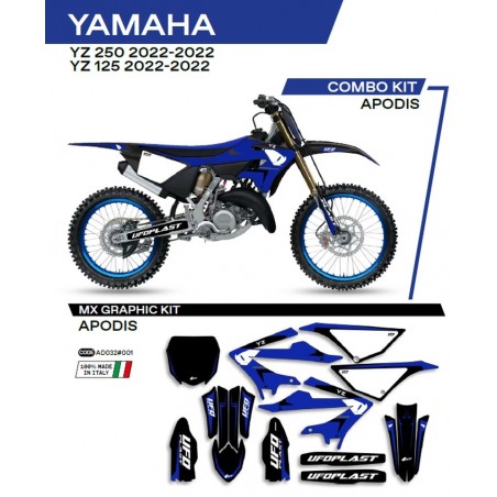 Ufo 2022/06 Komplet Naklejek (Oklein) Yamaha Yz 125/250 '22 Apodis Kolor Czarny