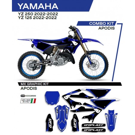 Ufo 2022/06 Komplet Naklejek (Oklein) Yamaha Yz 125/250 '22 Apodis Kolor Oem (Niebieski/Biały/Czarny)