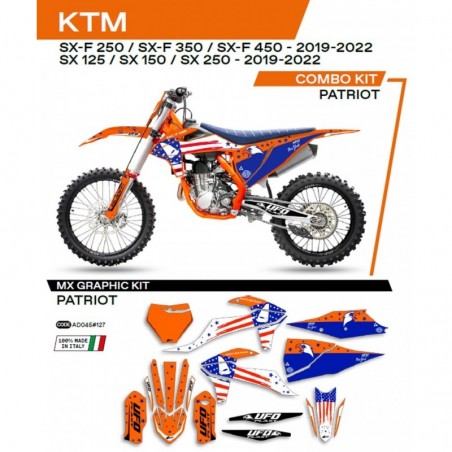 Ufo 2022/06 Komplet Naklejek (Oklein) Ktm Sx/Sxf 125/150/250/350/450 '19-'22 Patriot Kolor Pomarańczowy
