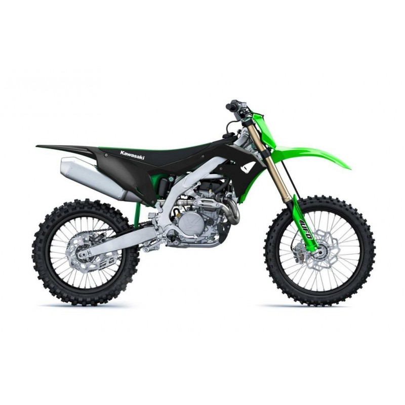 Ufo Komplet Plastików Kawasaki Kxf 250 '21, Kxf 450 '19-21 Kolor Czarny / Zielony ( W Zestawie Osłony Teleskopów Oraz Naklejki )