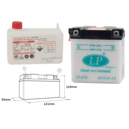 Landport Akumulator 6N11A-3A 6V 11Ah 120X60X128 (Z Elektorlitem) (4) Ue2019/1148