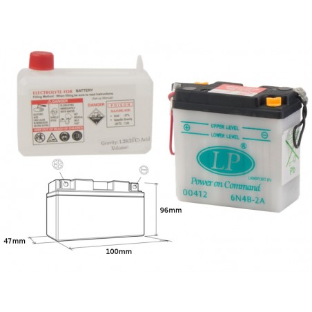 Landport Akumulator 6N4B-2A 6V 4Ah 100X47X96 Obsługowy - Elektrolit Osobno (4) Ue2019/1148