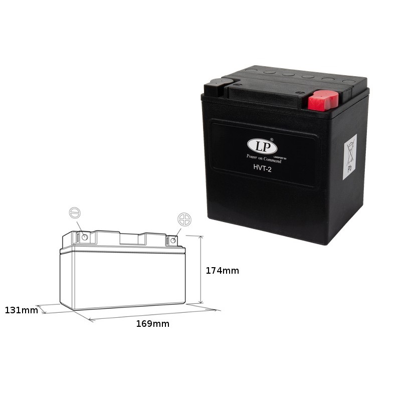 Landport Akumulator Hvt-2 12V 30Ah 169X131X174 Heavy V-Twin Bezobsługowy - Zalany (Zwiększony Prąd Rozruchowy 400A) (Prawy +)
