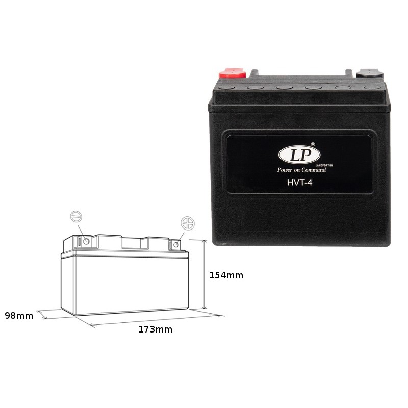 Landport Akumulator Hvt-4 12V 22Ah 173X98X154 Heavy V-Twin Bezobsługowy - Zalany (Zwiększony Prąd Rozruchowy 325A) (Prawy +) (2)