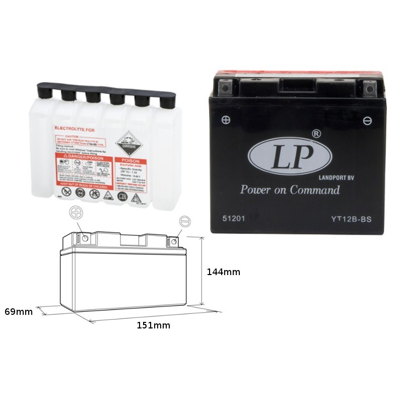 Landport Akumulator Yt12B-Bs 12V 11Ah 151X70X130 Bezobsługowy - Elektrolit Osobno (4) Ue2019/1148