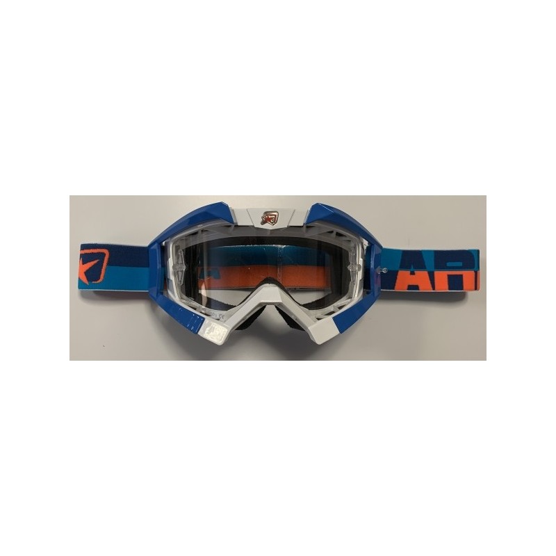 Ariete Gogle Riding Crows Basic Kolor Biały/Niebieski/PomarańCzowy, Szybka Anti Fog, Anti Scratch, Uv, Roll-Off Ready