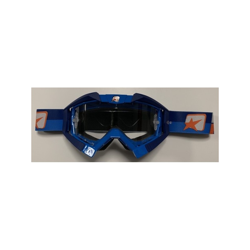 Ariete Gogle Riding Crows Basic Kolor Niebieski/Granatowy/PomarzńCzowy, Szybka Anti Fog, Anti Scratch, Uv, Roll-Off Ready