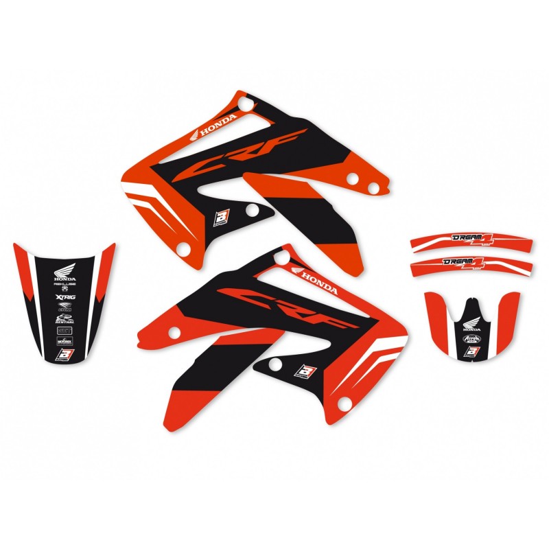 Blackbird Komplet Naklejek (Oklein) Honda Crf 450R '02-'04, Dream 4 Kolor Czerwony/Czarny
