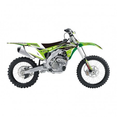 Blackbird Komplet Naklejek (Oklein) + Pokrowiec/Poszycie Na Siedzenie Kawasaki Kxf 250 '17-'20, Dream 4 Kolor Zielony/Czarny