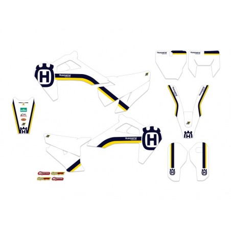 Blackbird Komplet Naklejek (Oklein) Husqvarna Tc/Fc '19-'22, Te/Fe '20-'23 Retro, Kolor Biały