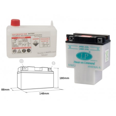 Landport Akumulator Hyb16A-A 12V 16Ah 151X91X182 Obsługowy - Elektrolit Osobno (2) Ue2019/1148