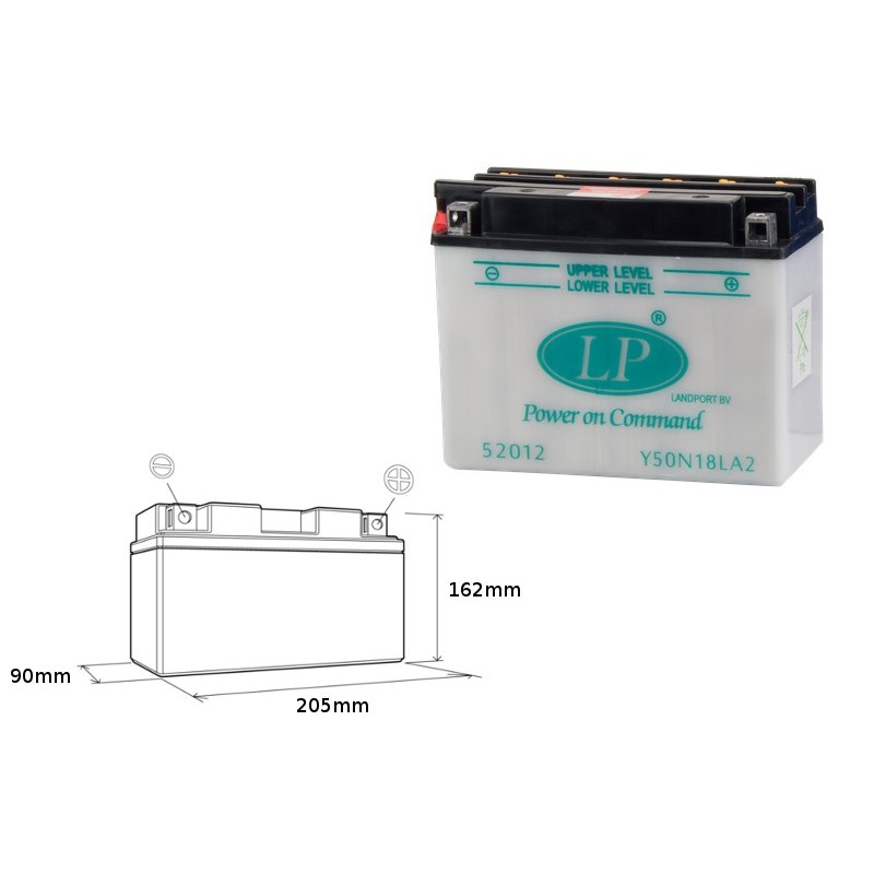 Landport Akumulator Y50-N18L-A2 12V 20Ah 206X91X164 Obsługowy - Bez Elektrolitu (G50N18La2) (5)