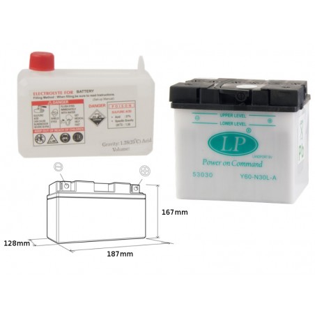 Landport Akumulator Y60-N30L-A 12V 30Ah 187X130X170 (G60N30La) Obsługowy - Elektrolit Osobno (2) Ue2019/1148