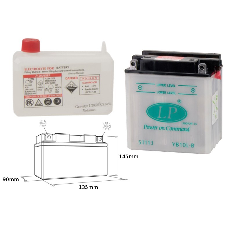 Landport Akumulator Yb10L-B 12V 11Ah 134X90X145 Obsługowy - Elektrolit Osobno (4) Ue2019/1148