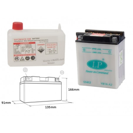 Landport Akumulator Yb14-A2 12V 14Ah 135X91X167 Obsługowy - Elektrolit Osobno (4) Ue2019/1148