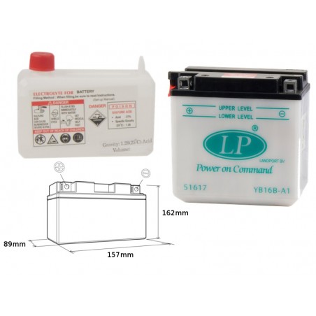 Landport Akumulator Yb16B-A1 (160X90X158) Obsługowy - Elektrolit Osobno (2) Ue2019/1148
