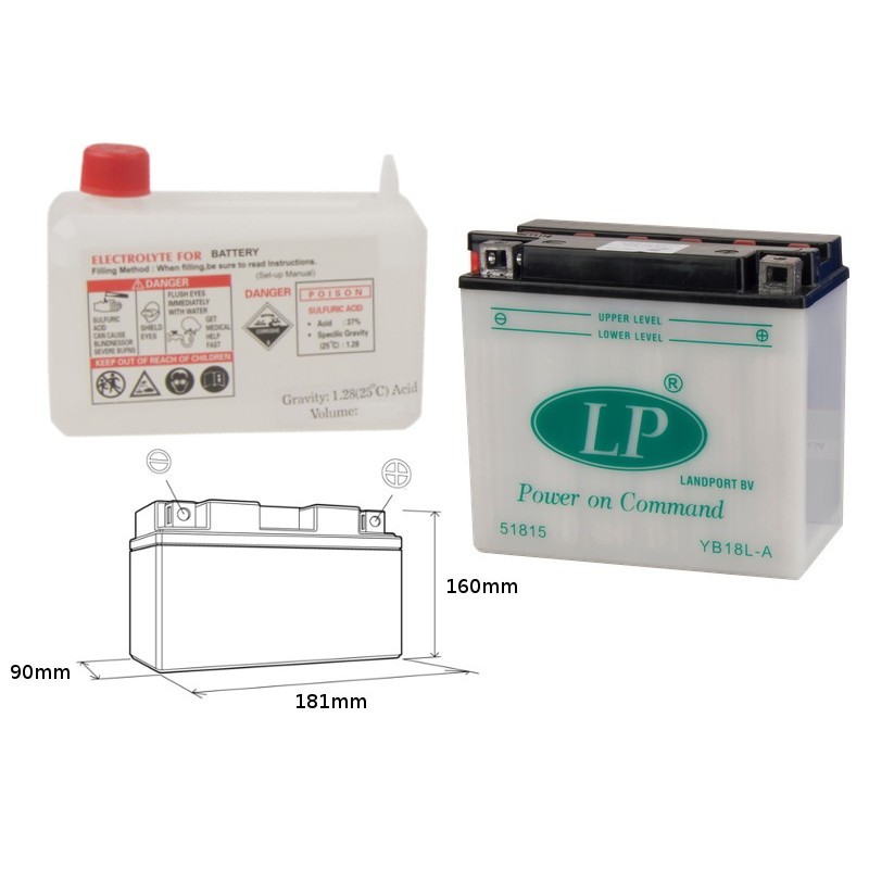 Landport Akumulator Yb18La Moto Guzzi, Gtr 1000, Z 1000/1100 182X92X164 Obsługowy - Elektrolit Osobno (2) Ue2019/1148