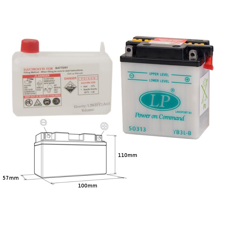 Landport Akumulator Yb3L-B 12V 3Ah 99X57X111 Obsługowy - Elektrolit Osobno (4) Ue2019/1148