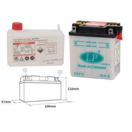 Landport Akumulator Yb3L-B 12V 3Ah 99X57X111 Obsługowy - Elektrolit Osobno (4) Ue2019/1148