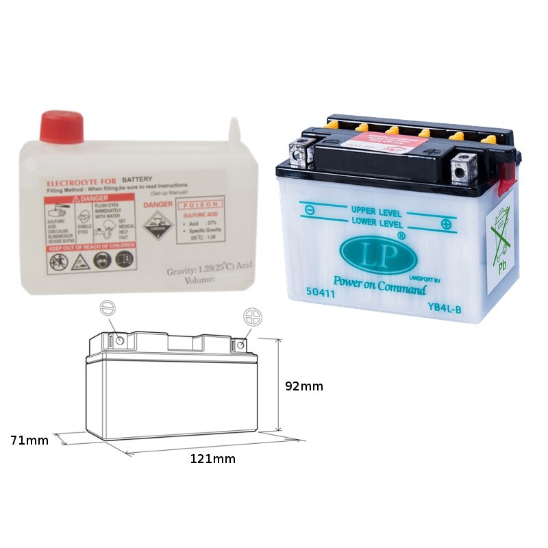 Landport Akumulator Yb4L-B 12V 4Ah 121X71X93 (Gb4Lb) Obsługowy - Elektrolit Osobno (4) Ue2019/1148