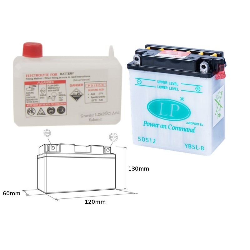 Landport Akumulator Yb5L-B 12V 5Ah 121X61X131 (12N5-3B) Obsługowy - Elektrolit Osobno (4) Ue2019/1148