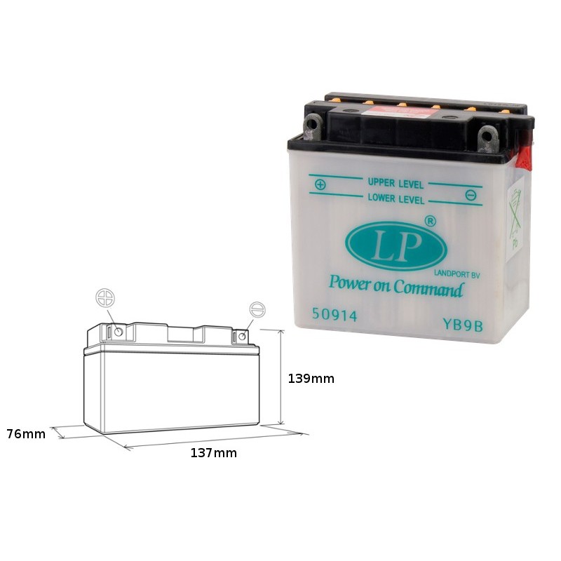 Landport Akumulator Yb9-B 12V 9Ah 137X76X140 (12N9-4B-1) Obsługowy - Bez Elektrolitu (5)