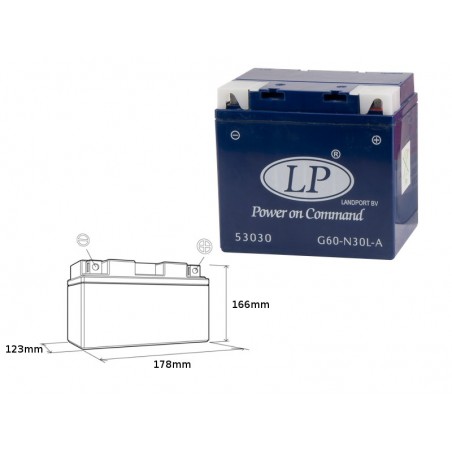Landport Akumulator Żelowy G60-N30L-A 12V 30Ah 187X130X170 Bezobsługowy - Zalany (2)