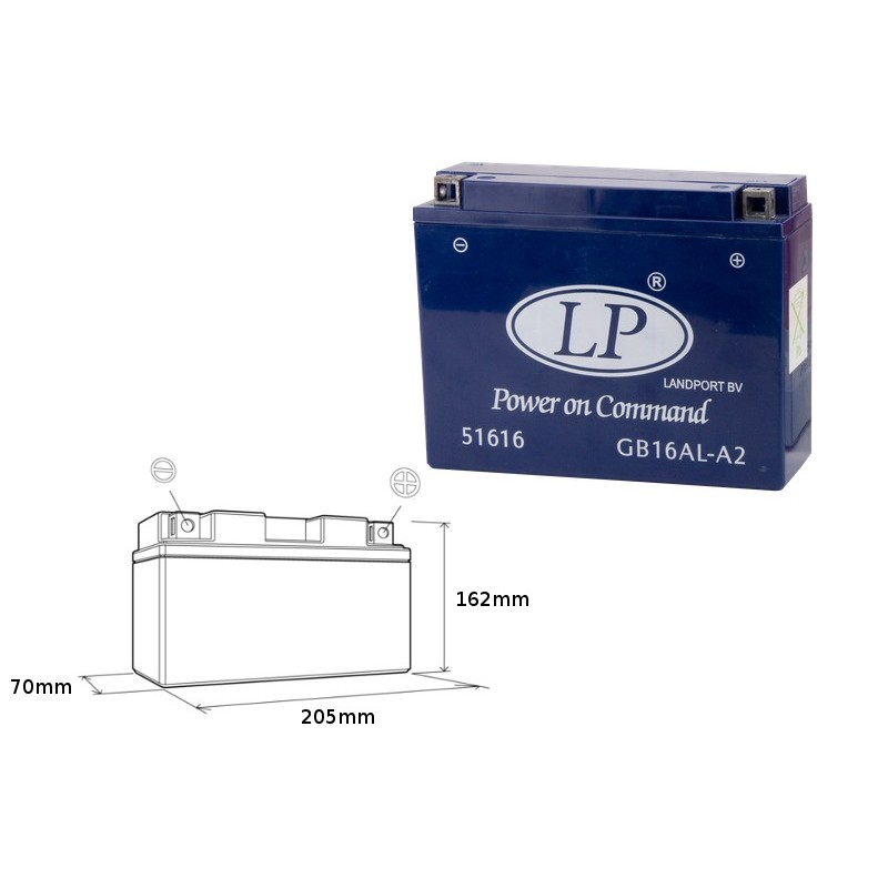 Landport Akumulator Żelowy Gb16Al-A2 (Yb16Ala2) Bezobsługowy - Zalany (4)