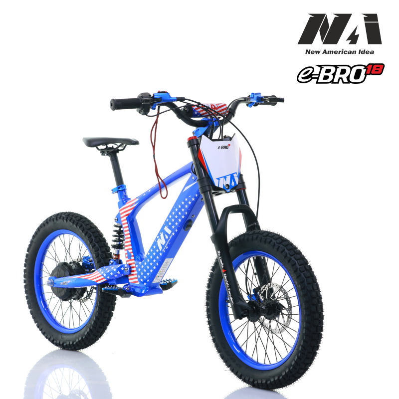 NAI e-BRO 18 motocykl elektryczny dla dzieci niebieski Model 2025