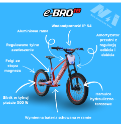 NAI e-BRO 18 motocykl elektryczny dla dzieci niebieski Model 2025