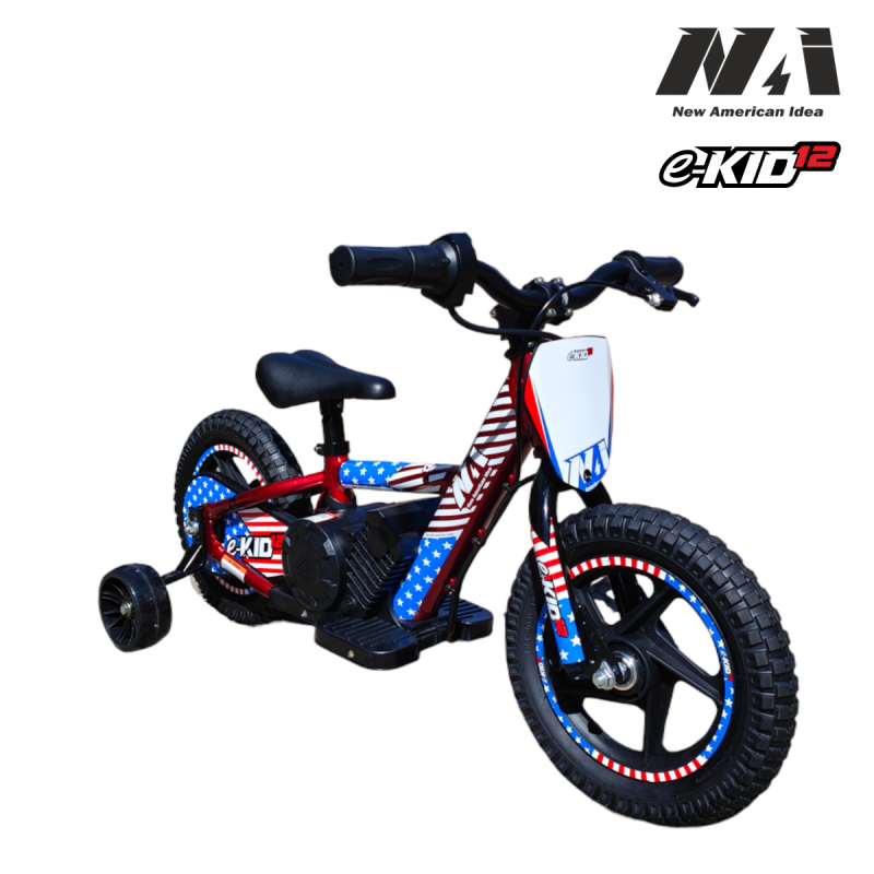 NAI e-KID 12 motocykl elektryczny dla dzieci z kołami bocznymi koła 12