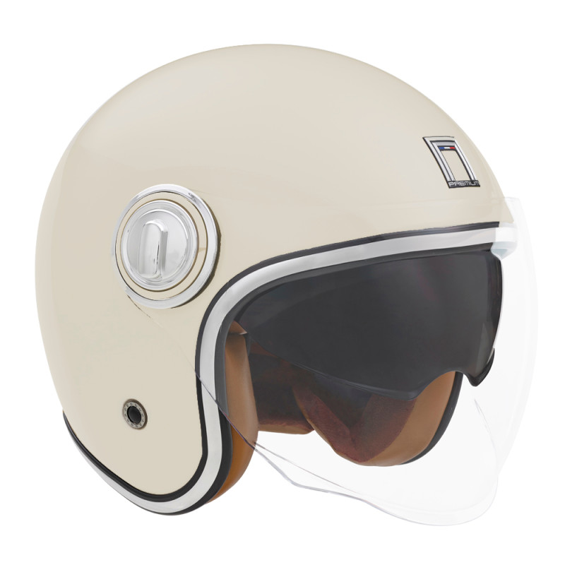 Nox Kask Premium Otwarty Jet Heritage Solid Kremowy