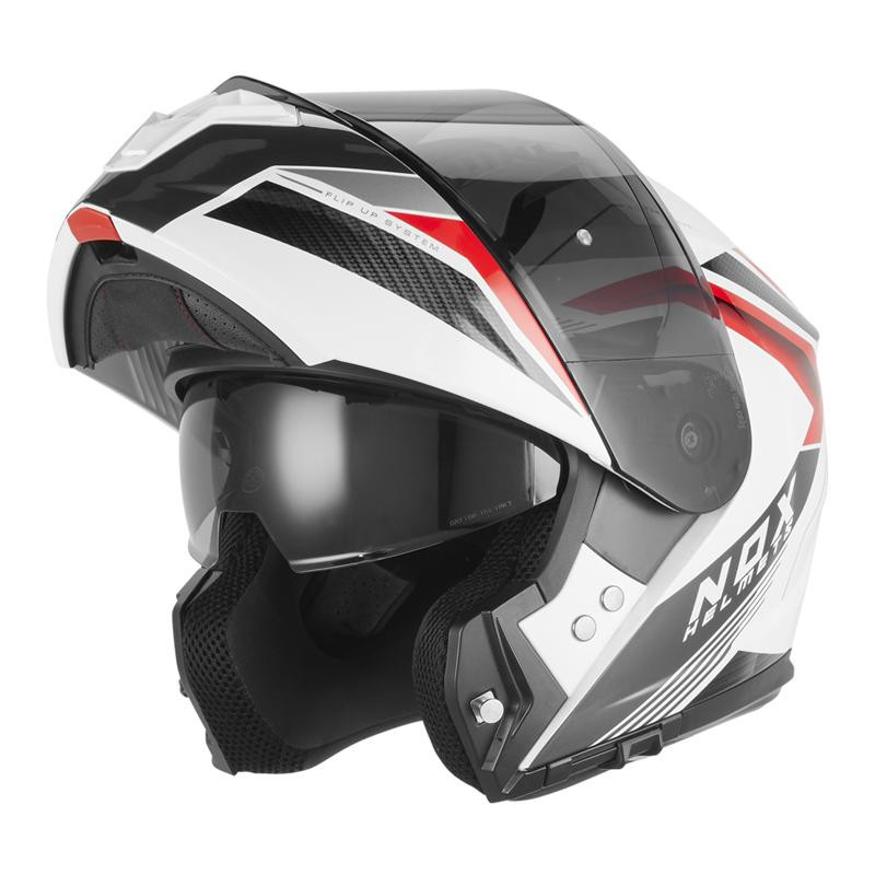 Nox Kask szczękowy FLIP-UP N968 Shift Biały Czarny Czerwony