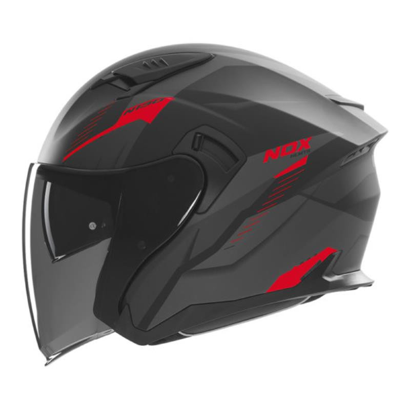Nox Kask Otwarty Jet N130 Myst Czarny Czerwony